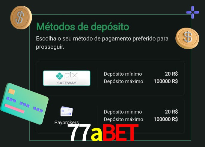 O cassino 77abet oferece uma grande variedade de métodos de pagamento